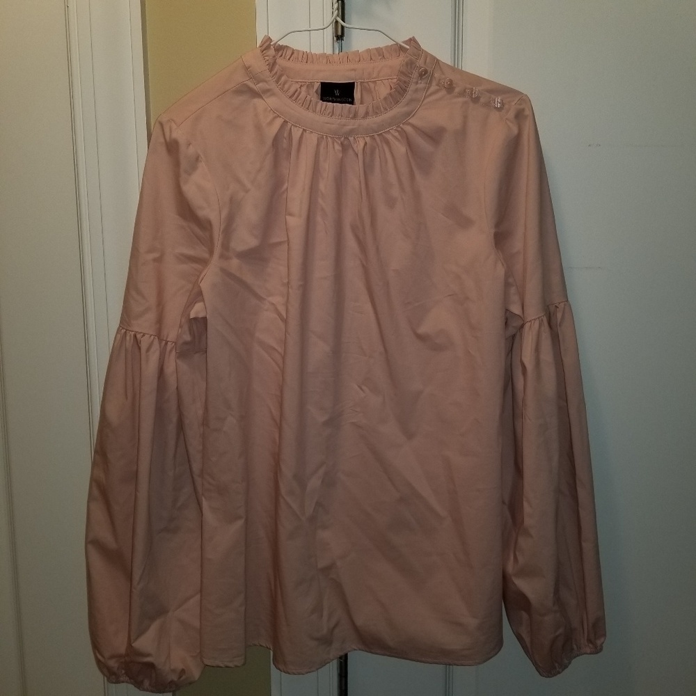 Worthington Blush Pink Bell Sleeve Blouse Medium